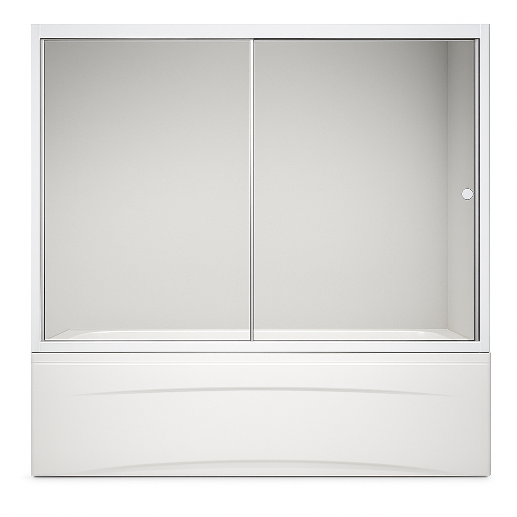 Штора для ванної скляна KO&PO F 150 W-2 розсувні двері матове скло 150х140 см Білий (C10646) - фото 2