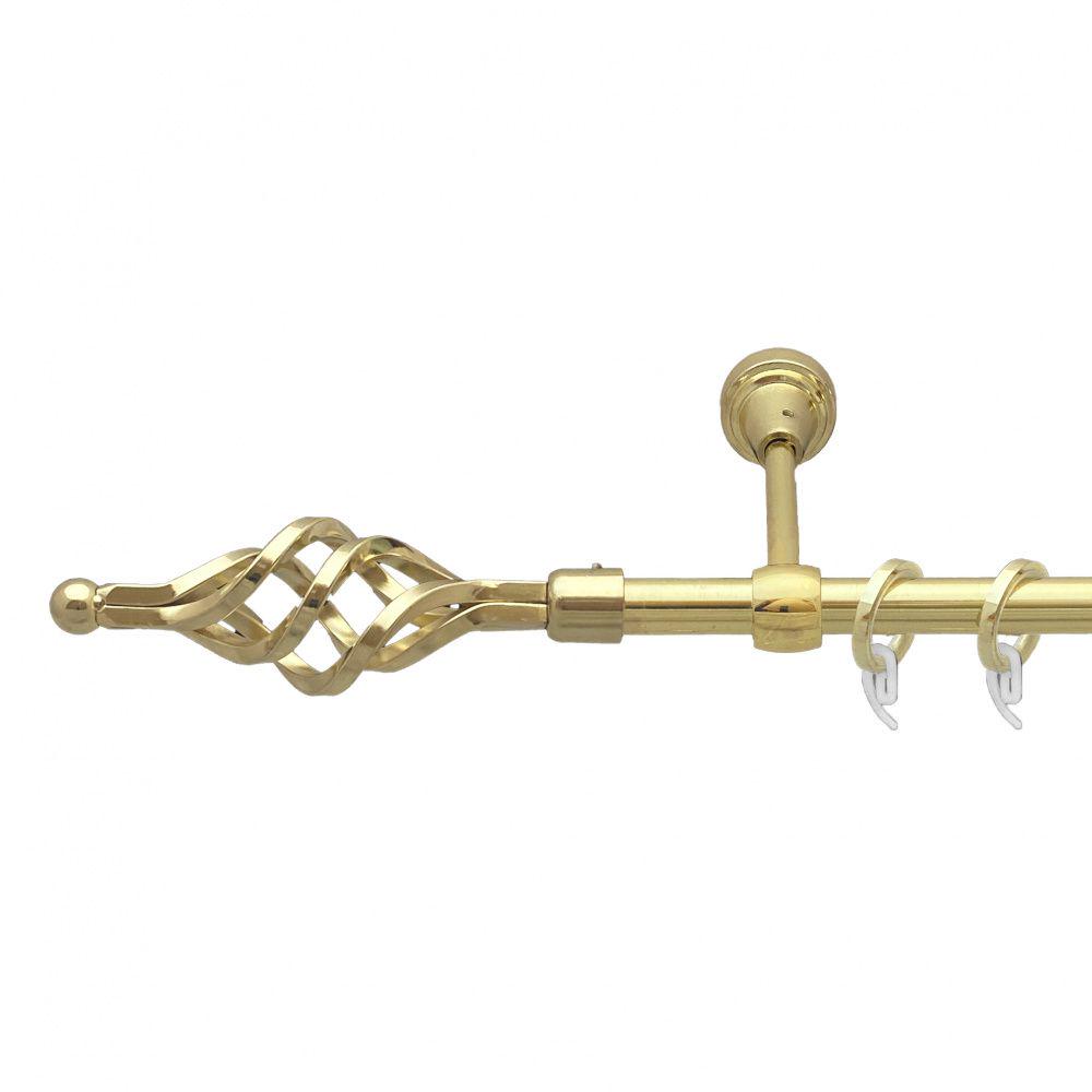 Карниз Orvit Ажур Мала металевий однорядний литий гладка труба кільце фасонне металеве 16 мм 240 см Золото (7717584)