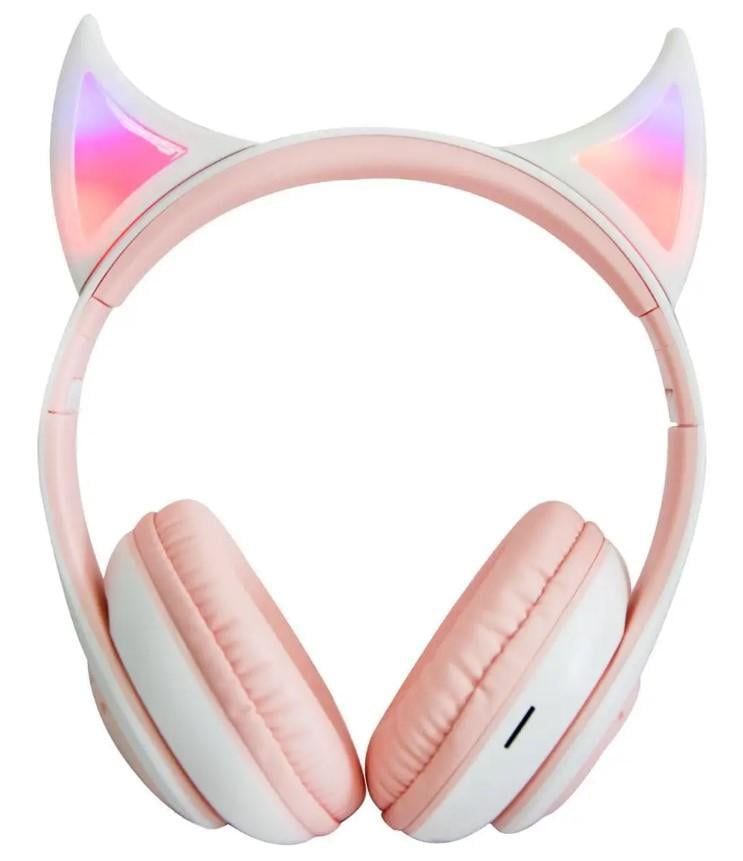 Наушники беспроводные STN-25 с ушками и подсветкой Розовый (2104618665)