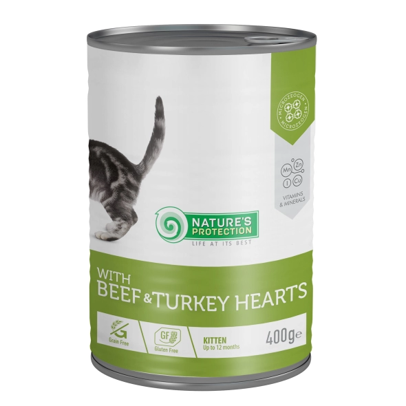 Вологий корм для кошенят Nature's Protection Kitten with Beef & Turkey hearts 400 г (KIK45610)