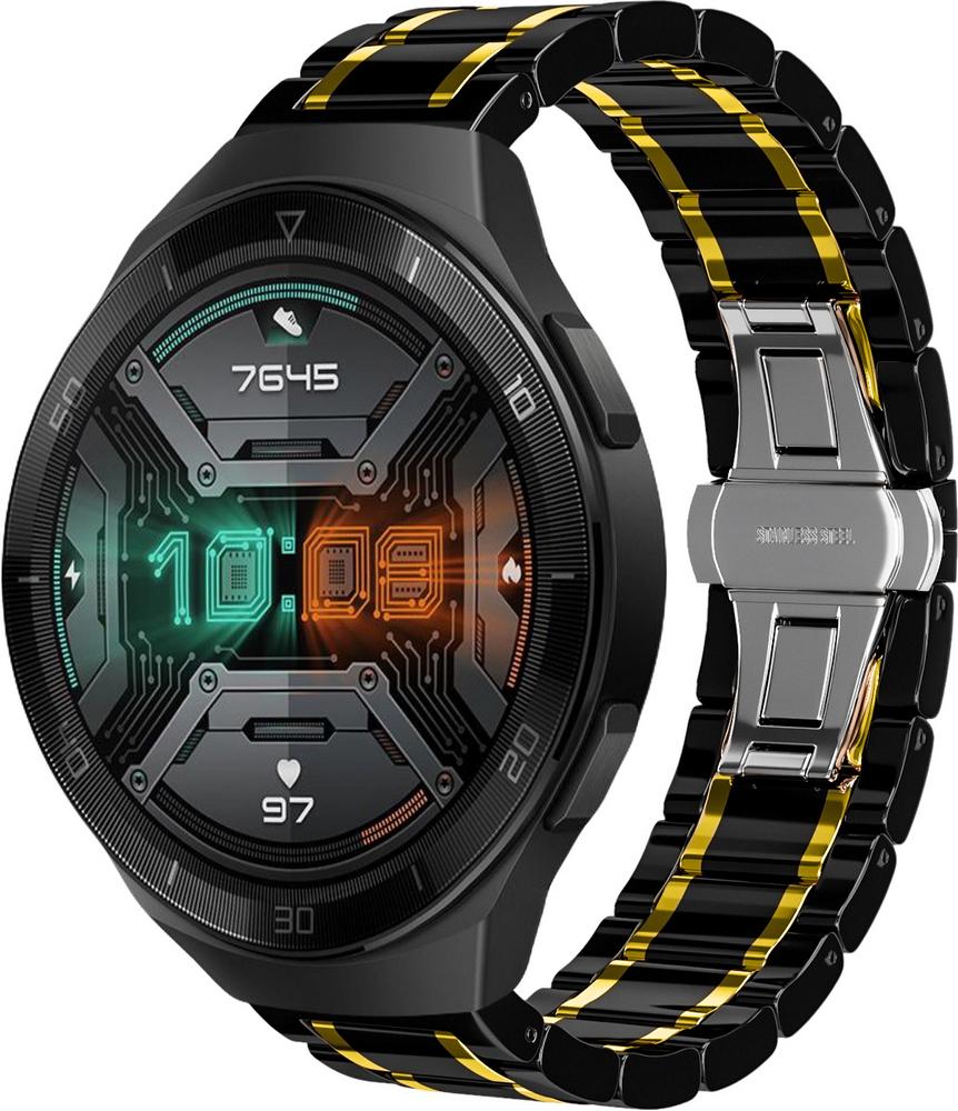 Ремешок керамический Ceramo для Huawei Watch GT2e 46 мм Black/Gold (28701-02)