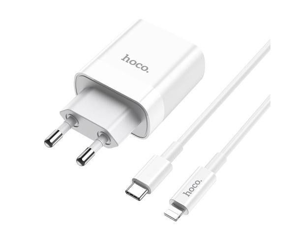 Устройство зарядное сетевое Hoco C80A Usb 3,1A PD QC3,0 Type-C-Lightning 18W 1 м White - фото 3