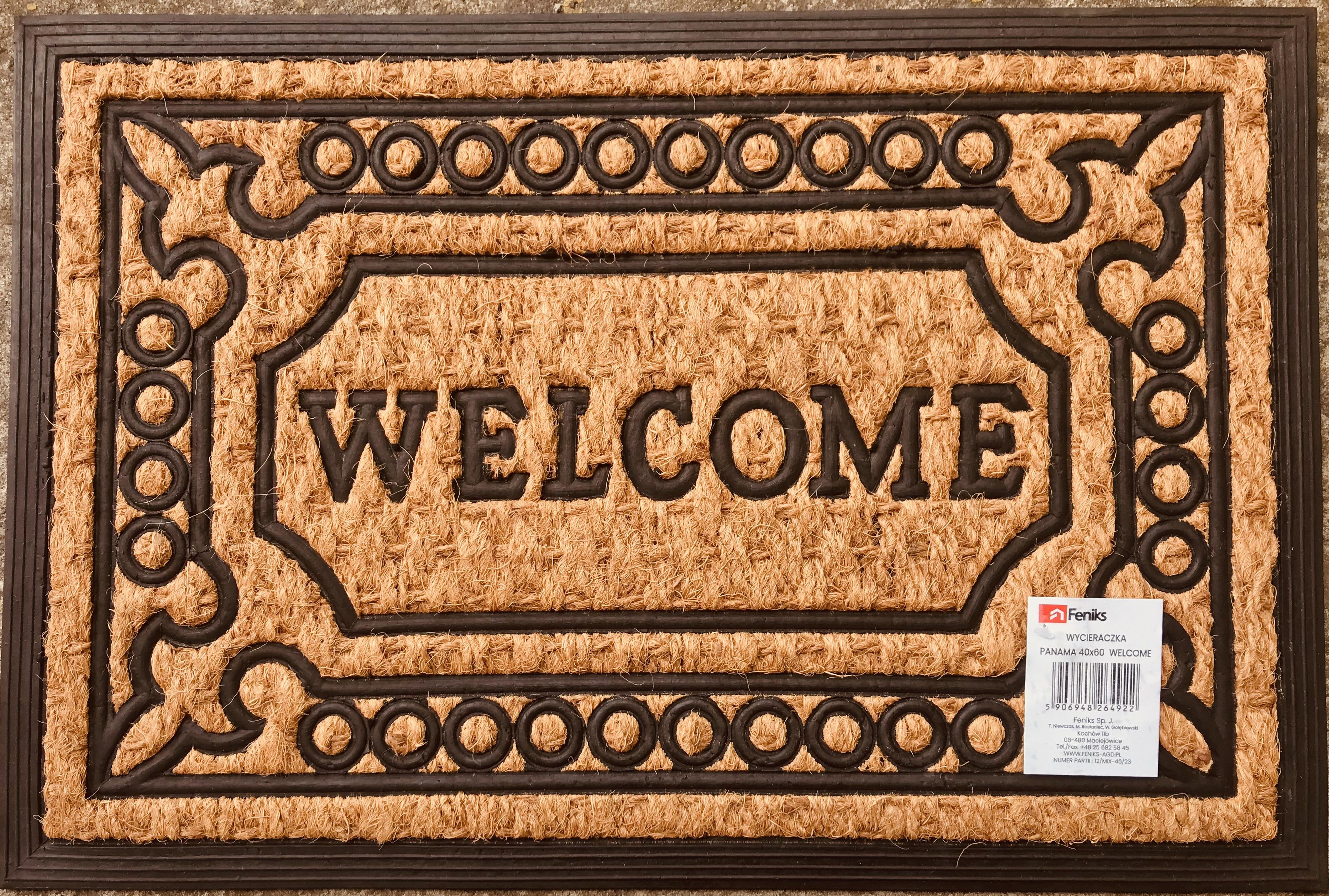 Коврик резиновий придверный Панама кокос Welcome 41х59 см