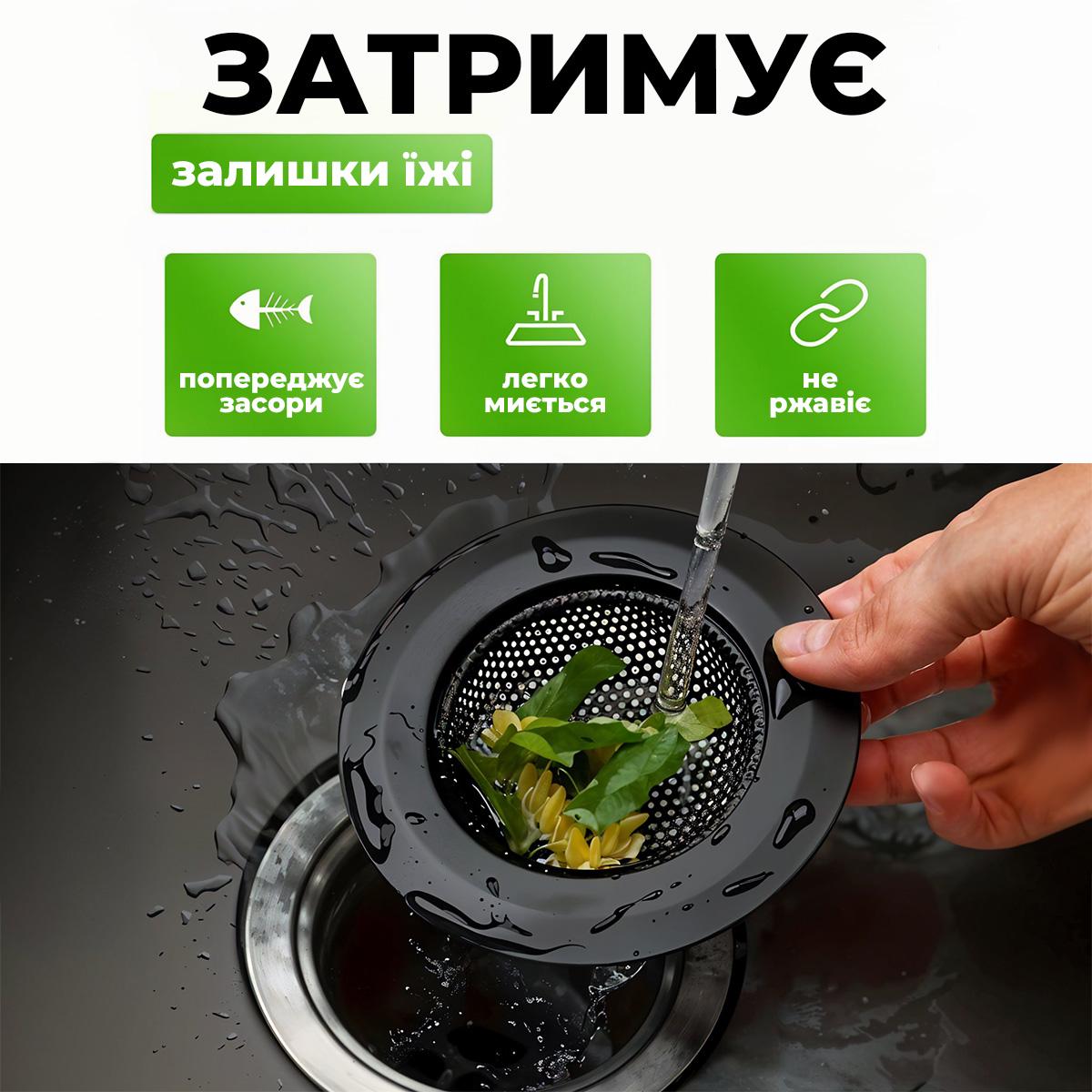 Сітка-фільтр для раковини Kayfovo SF-12 Black (29312) - фото 3 Сітка-фільтр для раковини Kayfovo SF-12 Black (29312) - фото 3