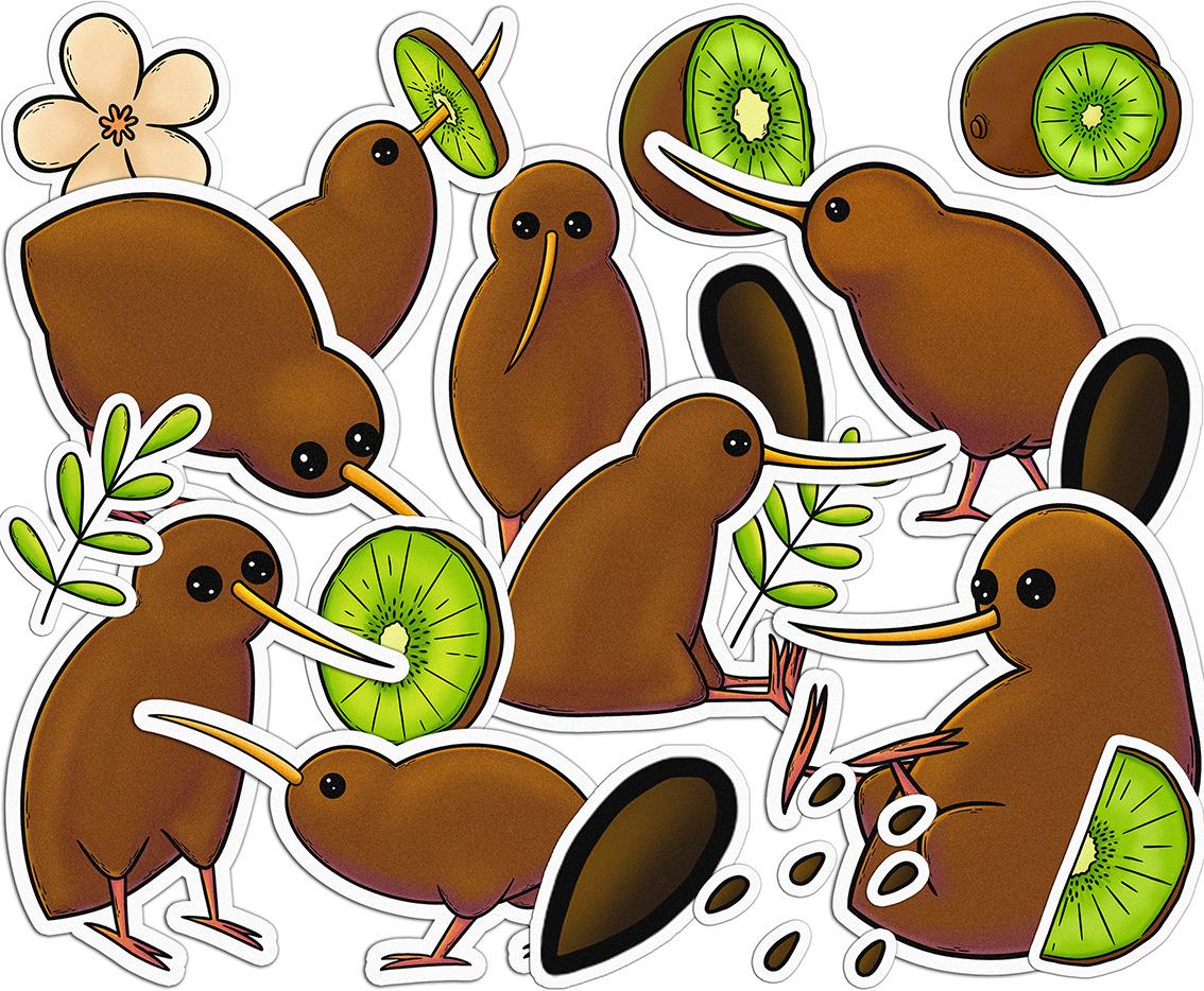 Набор стикеров Lex Altern Киви птицы виниловые 22 шт. - фото 2 Набор стикеров Lex Altern Киви птицы виниловые 22 шт. - фото 2
