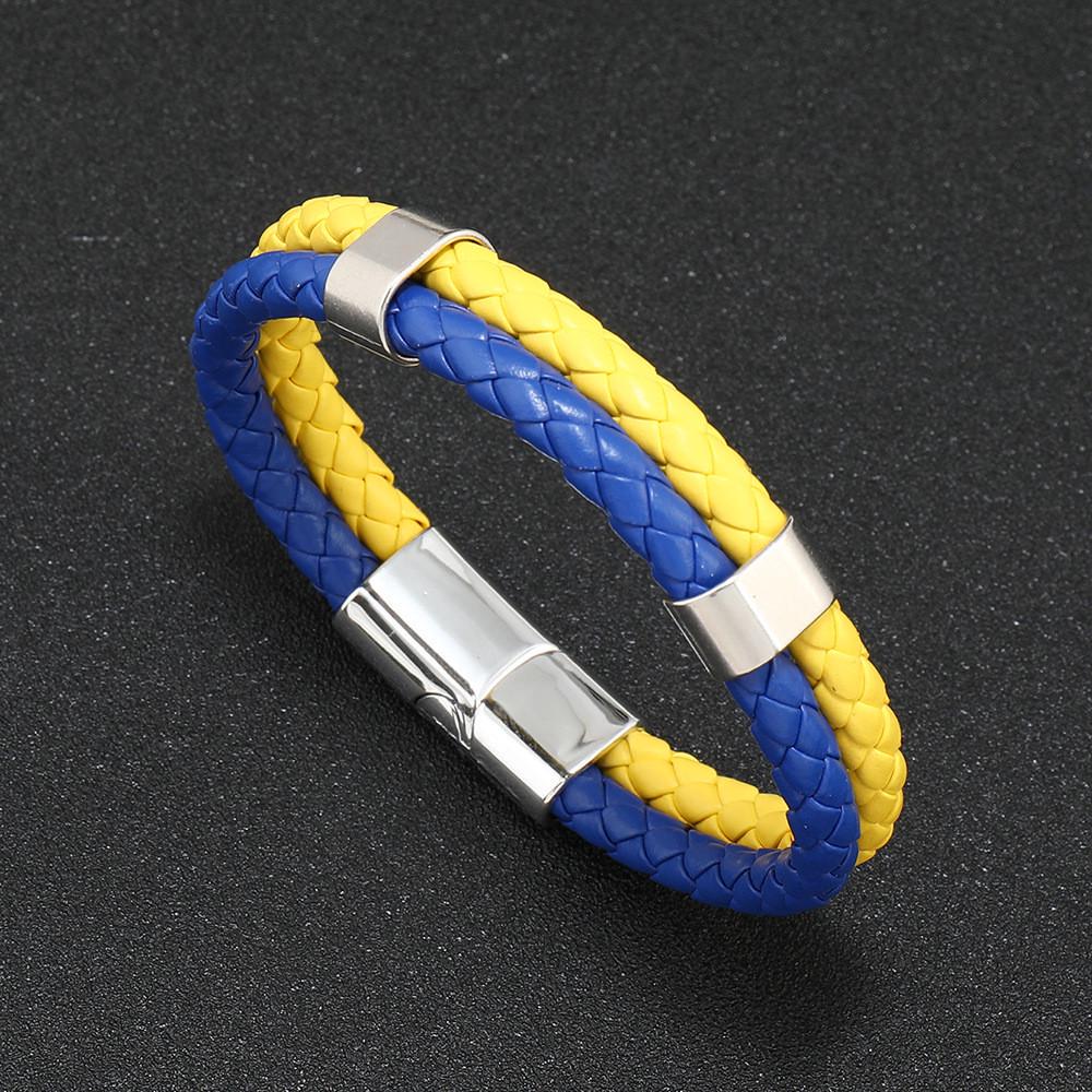 Браслет на руку плетеный с магнитной застежкой р. 21 Желто-голубой (1798159279) - фото 3