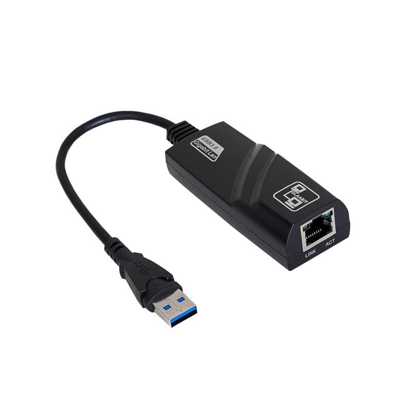 Адаптер сетевой LAN Акыга АК-АД-31 USB 3.0 на RJ45 1000 Мбит/с совместим с Windows и Mac 15 см Черный