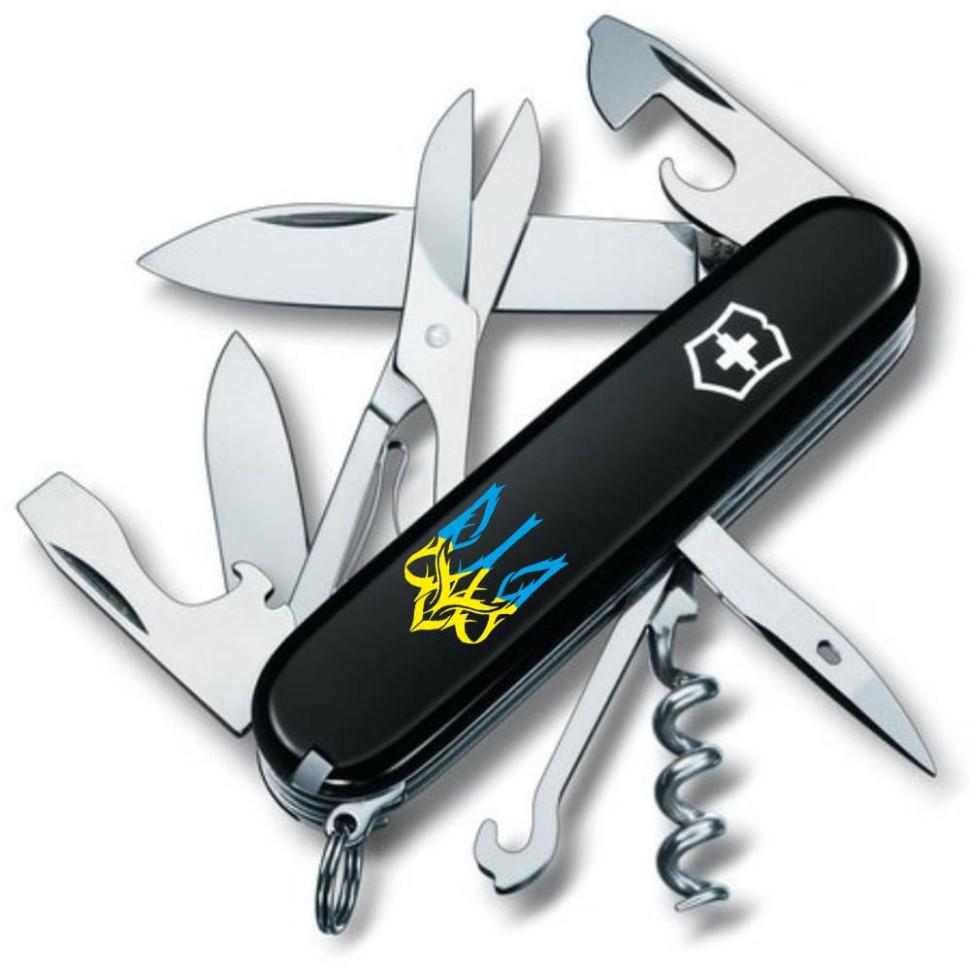 Мультитул Victorinox Vx13703.3_T0636u Climber Ukraine Тризуб готический 91 мм Черный
