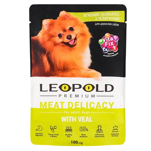 Корм для собак вологий Леопольд М'ясний делікатес з м'ясом телятини Преміум пауч 100 г 24 шт. (000019385) Корм для собак вологий Леопольд М'ясний делікатес з м'ясом телятини Преміум пауч 100 г 24 шт. (000019385)