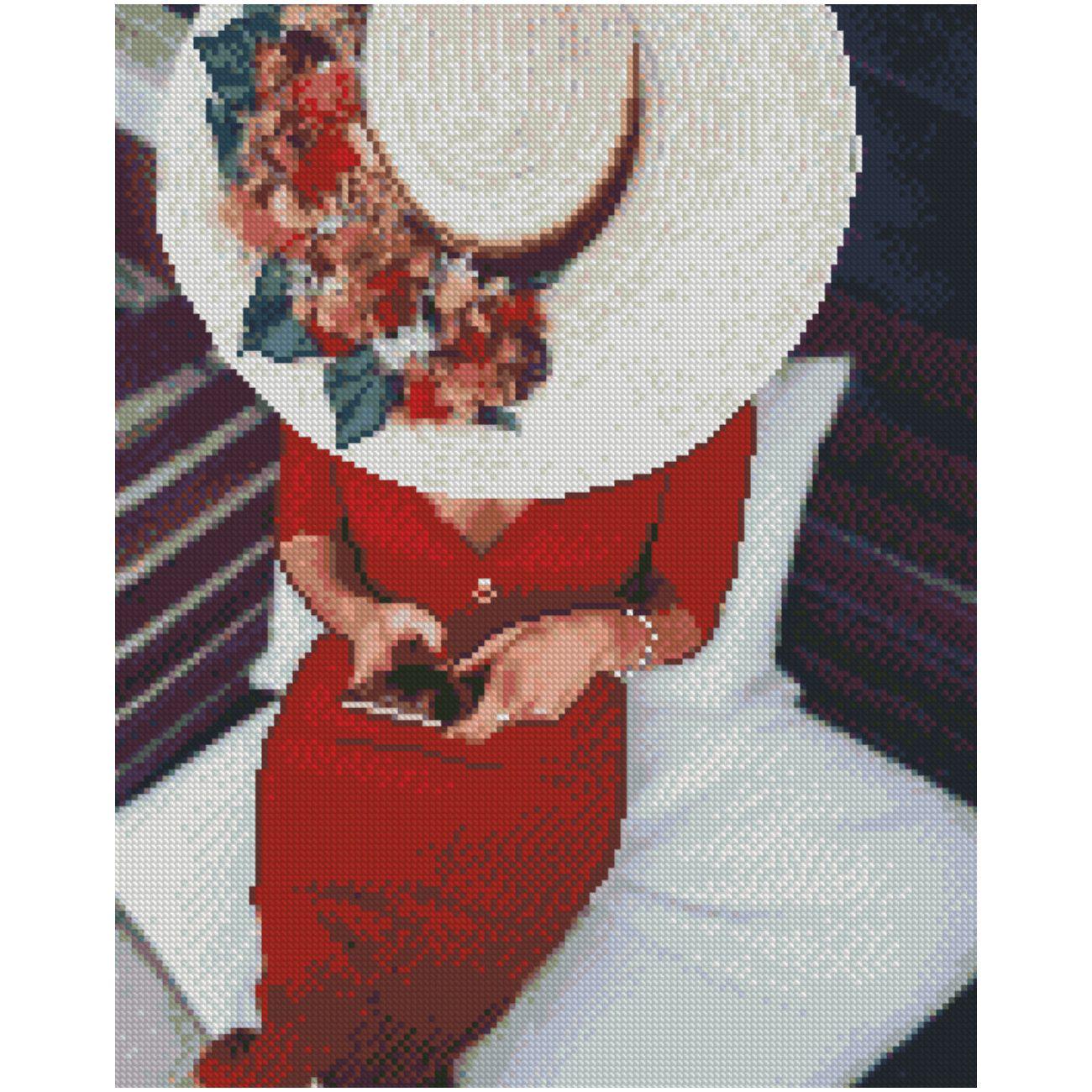 Алмазная мозаика Strateg Леди в красном 40х50 см (Str-FA0043)