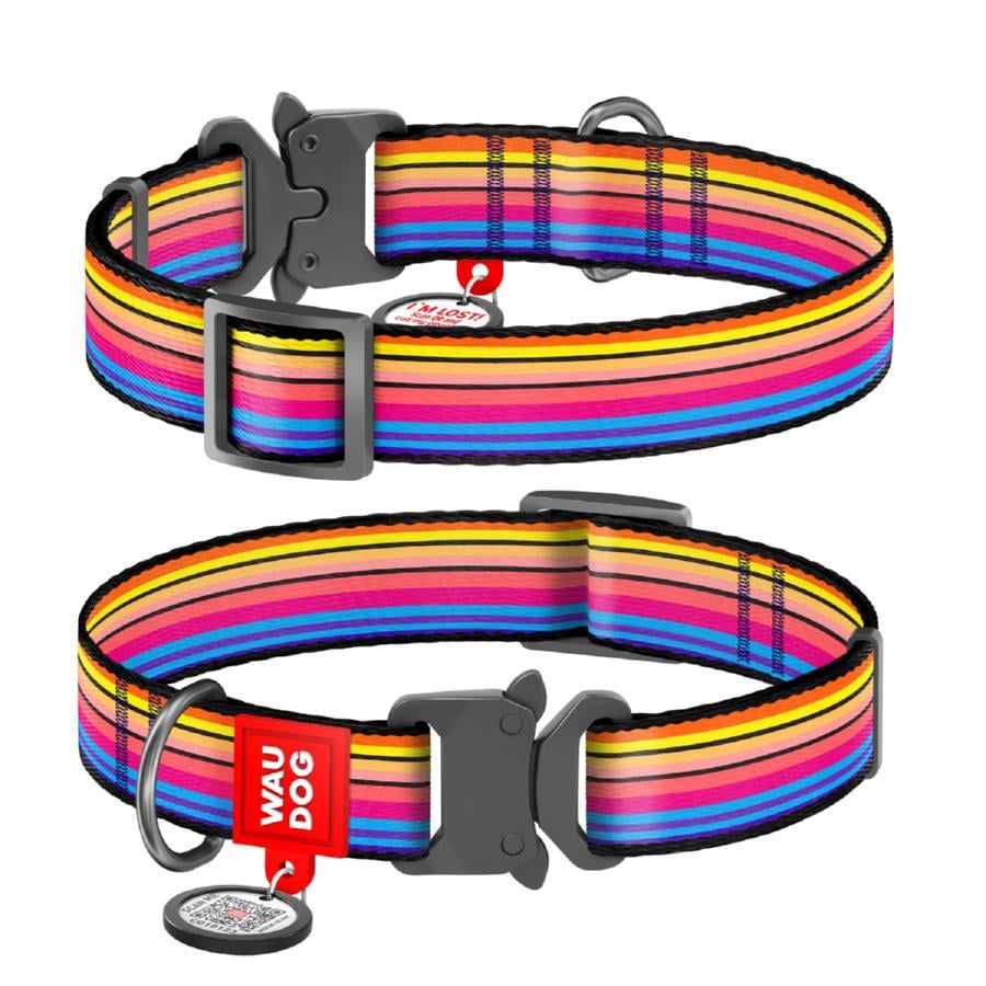 Нашийник для собак нейлоновий Waudog Nylon Лінія 1 з QR паспортом металева пряжка-фастекс L 25 мм 31-49 см Нашийник для собак нейлоновий Waudog Nylon Лінія 1 з QR паспортом металева пряжка-фастекс L 25 мм 31-49 см