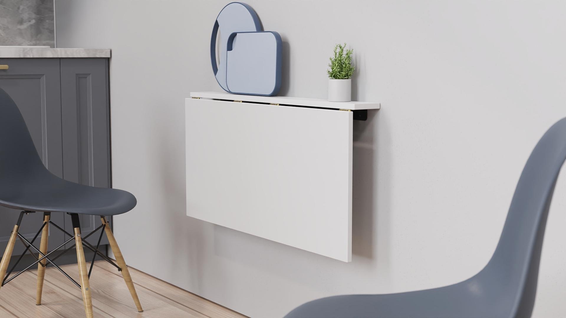 Обеденный стол-трансформер стеновой Ferrum-decor Ника металл/ДСП 16 мм 420x900x500 мм Черный/Белый (FRD-105164) - фото 8 Обеденный стол-трансформер стеновой Ferrum-decor Ника металл/ДСП 16 мм 420x900x500 мм Черный/Белый (FRD-105164) - фото 8