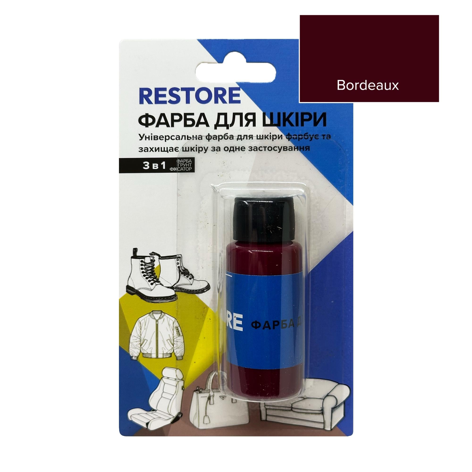 Краска для гладкой кожи и винила RESTORE 30 мл Bordeaux (26559013)