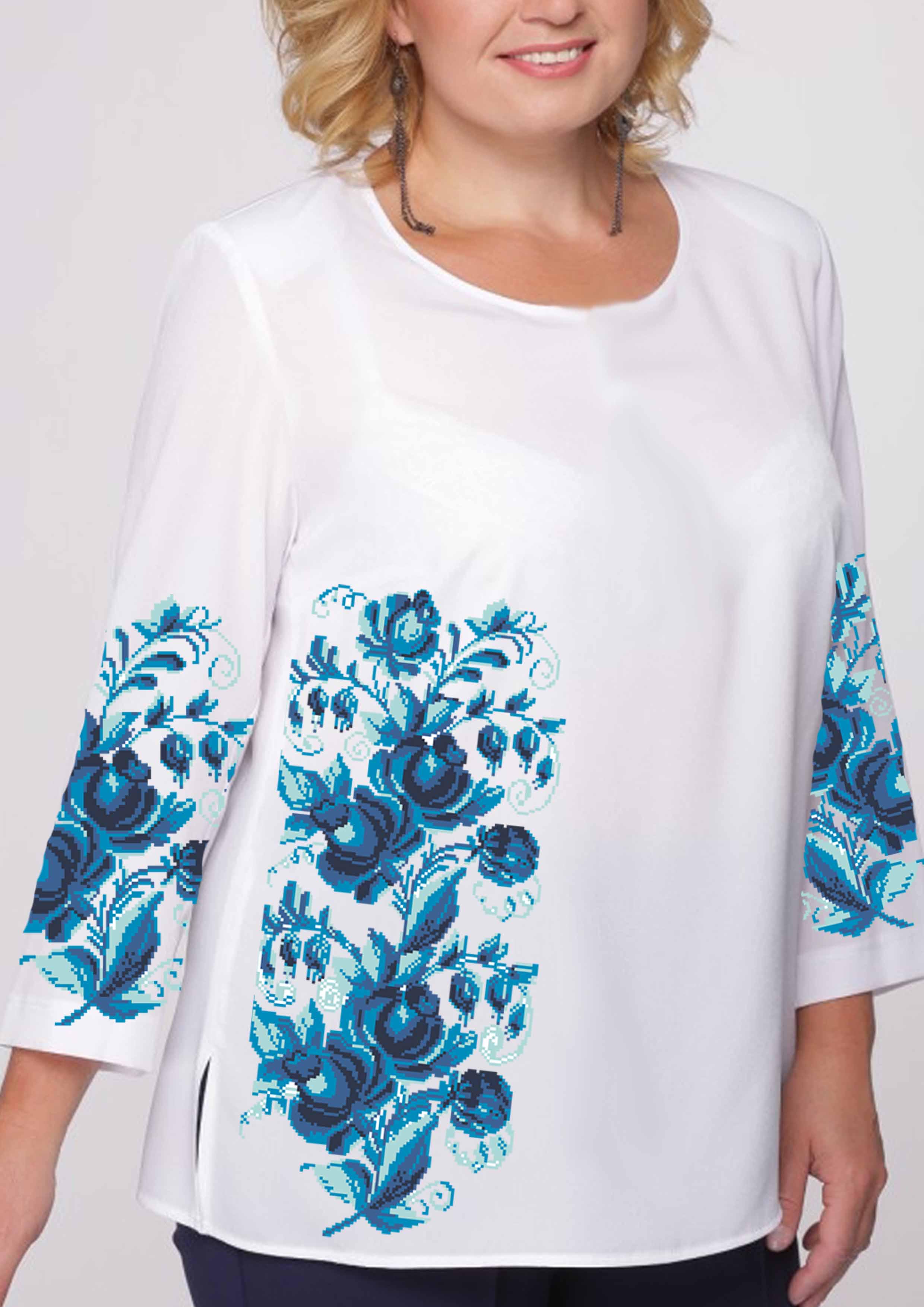 Заготовка для вишивки нитками або бісером сорочка СЖ-355 габардин Заготовка для вишивки нитками або бісером сорочка СЖ-355 габардин