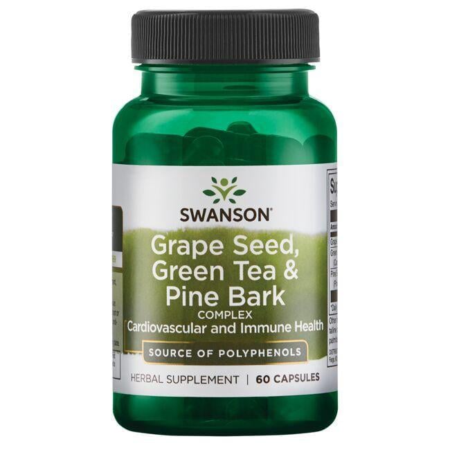 Екстракт виноградних кісточок Swanson Grape Seed Green Tea Pine Bark 60 Caps