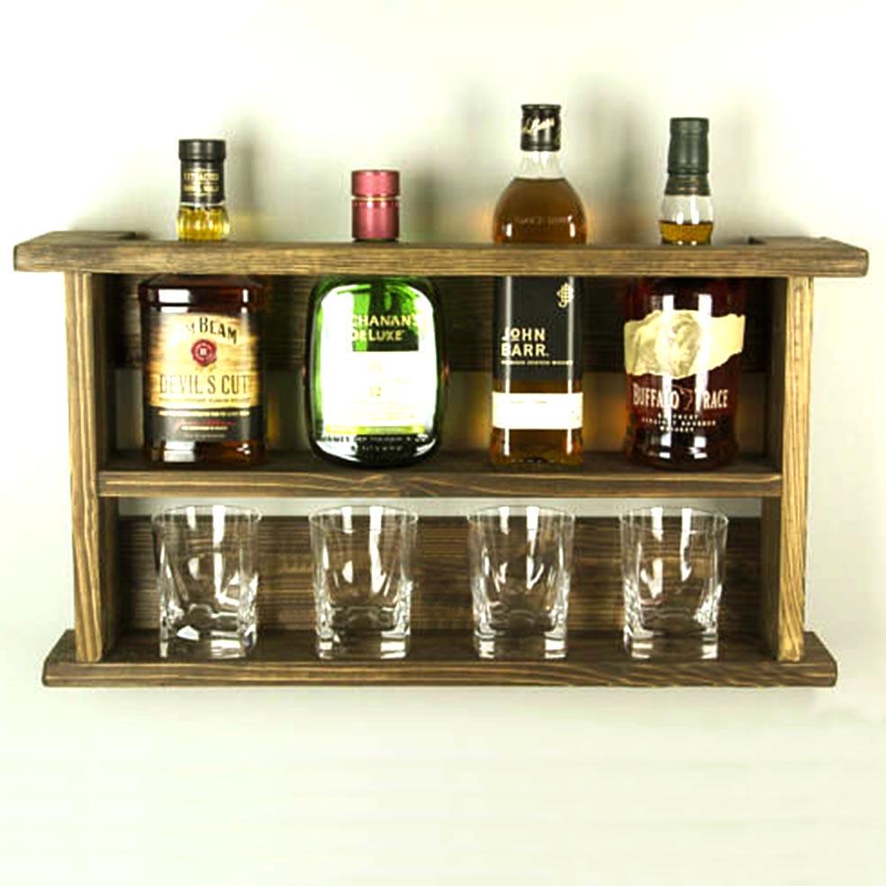 Полка для вина настенная из дерева Минокамо Палисандр (ПНК-008602)