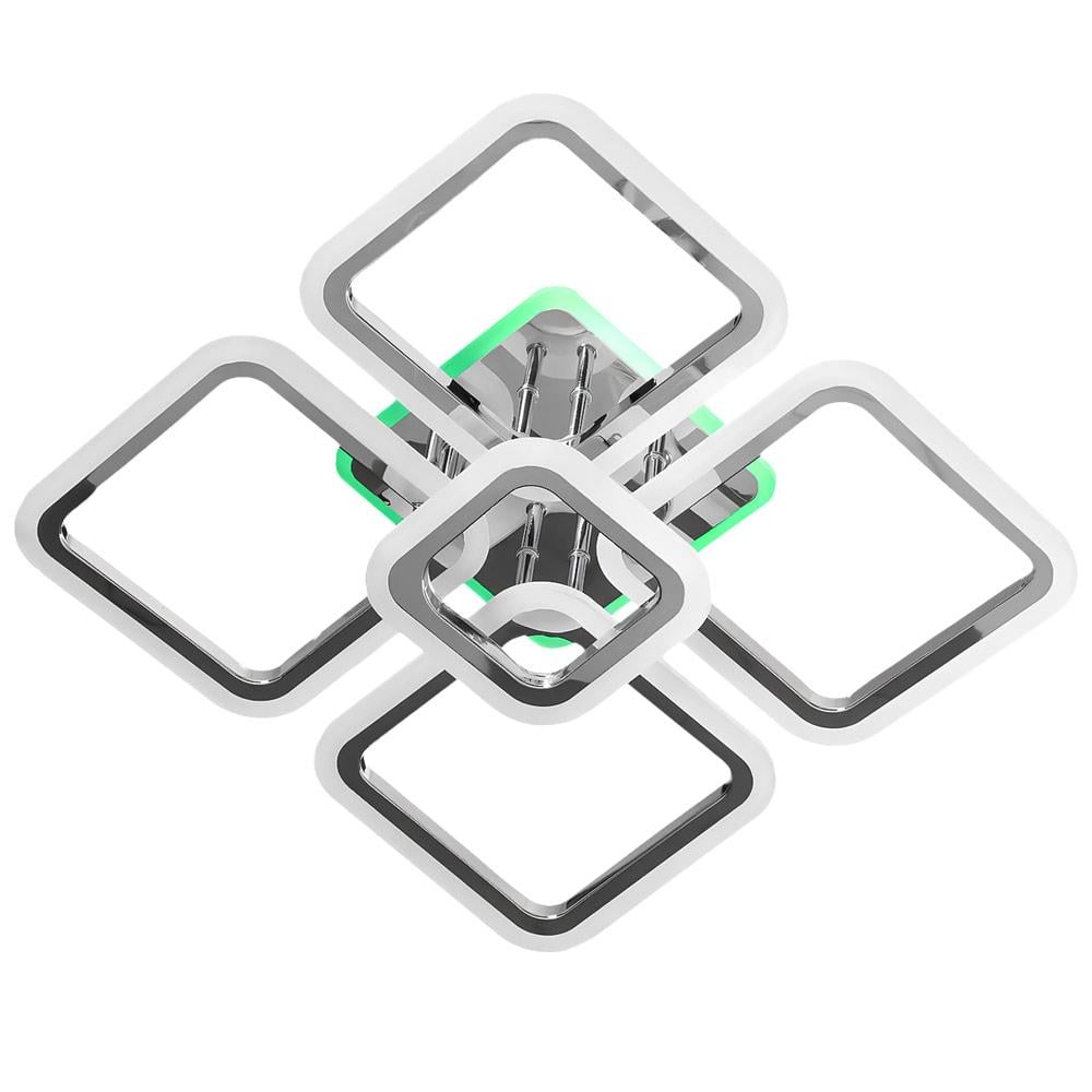 Люстра потолочная светодиодная Light House SY-20629/4/1 CR/RGB 102W/28W 445х445х130 мм Хром