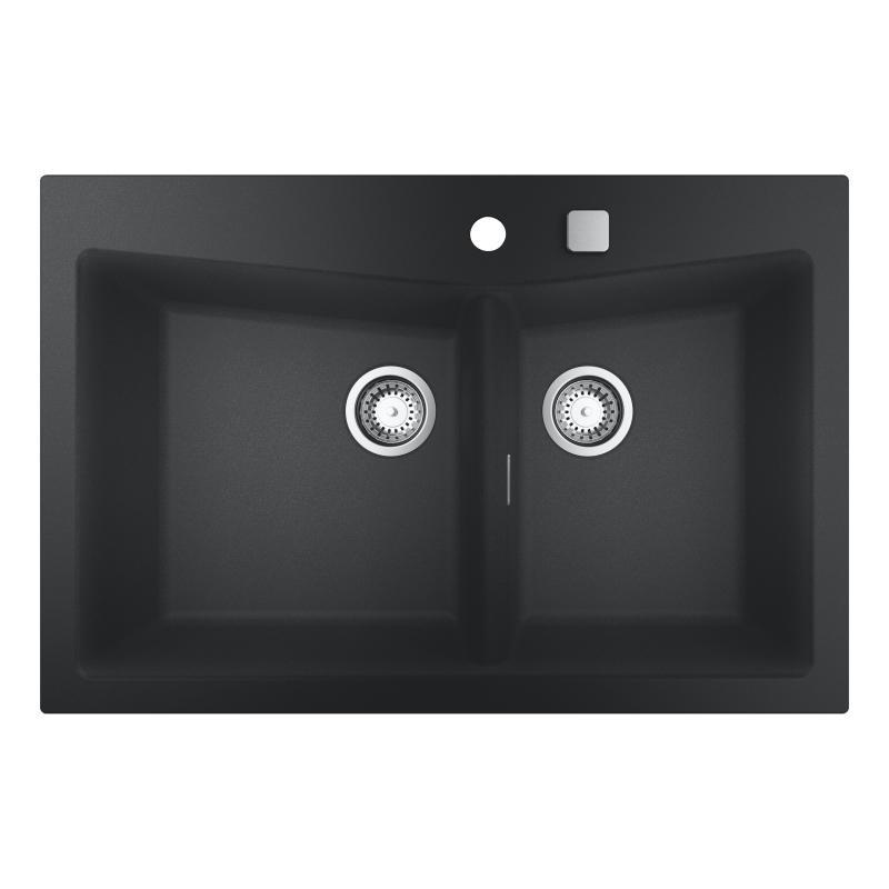 Мойка кухонная Grohe 31657AP0 гранитная прямоугольная две чаши 838x560 мм Черный (150379)