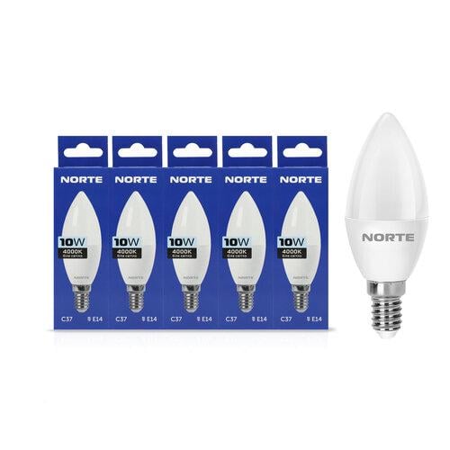 Комплект светодиодных ламп NORTE 5 шт. C 37 10 Вт 4000 K 220 V E 14 (1-NLP-1720-5)