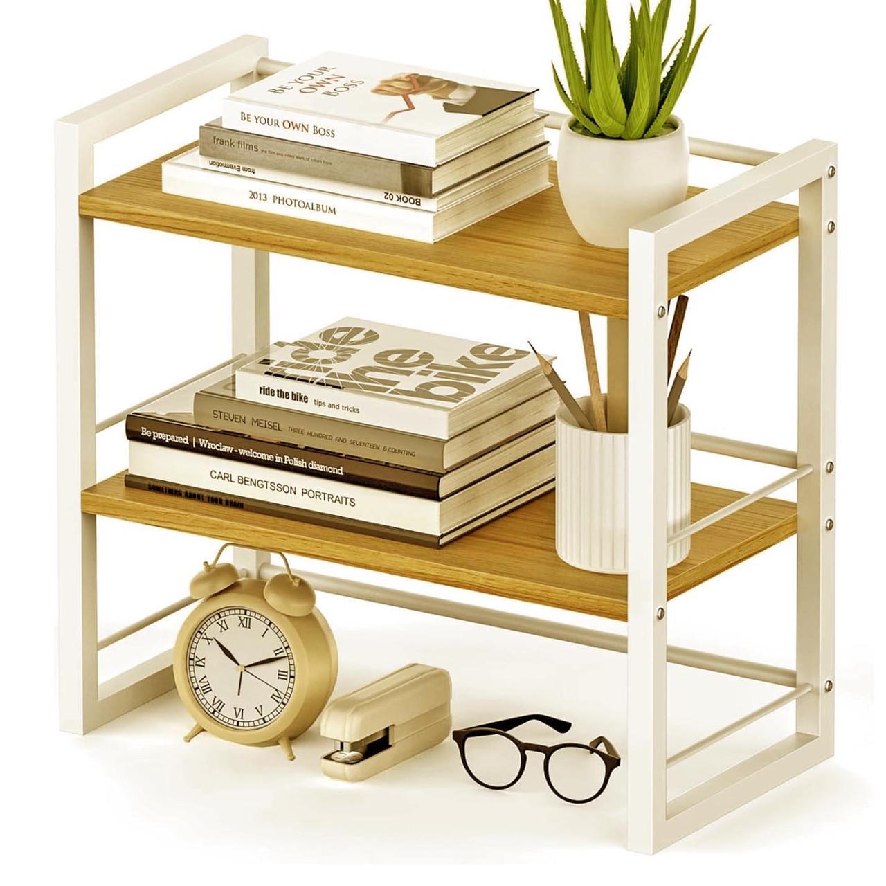 Полка книжная настольная из дерева Каори Зефир/Карри (КПА-03442003)