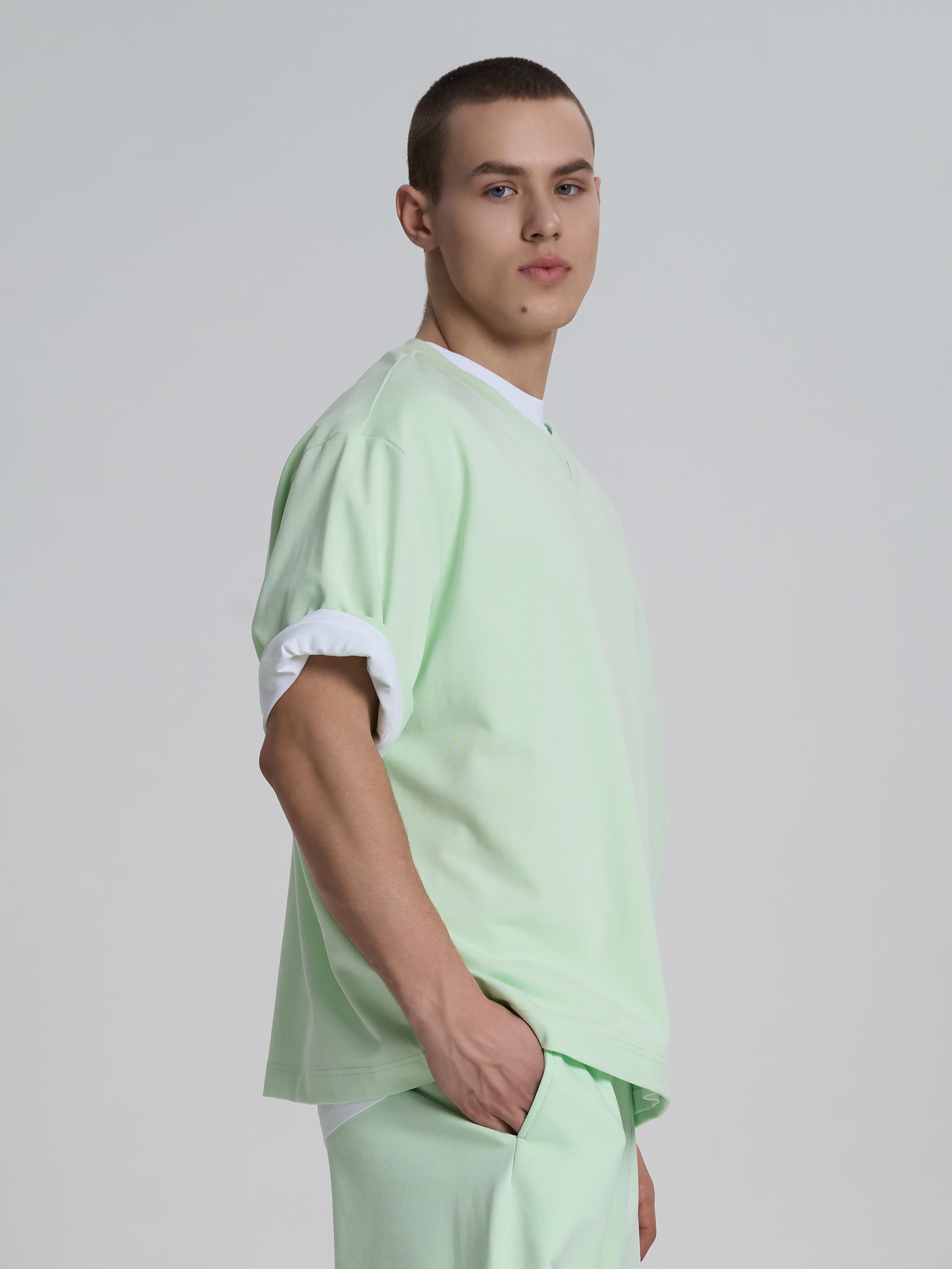 Футболка мужская с декоративной строчкой ROZA 240652 S Светло-зеленый (4824005723018) - фото 5 Футболка мужская с декоративной строчкой ROZA 240652 S Светло-зеленый (4824005723018) - фото 5