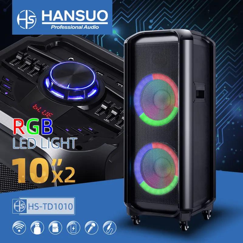 Портативная акустическая система Hansuo TD1010 с микрофоном 2 шт. и пультомом 2х10" 80 Вт (5eaf3cf8) - фото 5