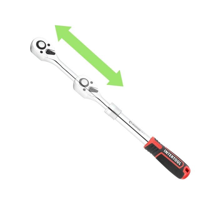Рукоятка з механізмом хропіння Intertool ET-8006 телескопічна 72 зуба 1/2" (129749)