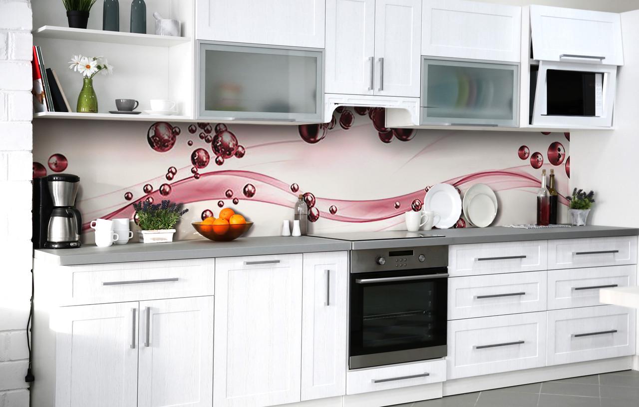 Кухонный фартук Гранатовые капли/Сферы виниловый самоклеющийся 600х3000 мм Розовый