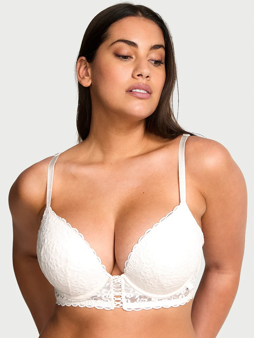 Бюстгальтер Victoria's Secret Sexy Tee Lacie Lace-Up Longline Push-Up Bra 75В Білий (27069668)