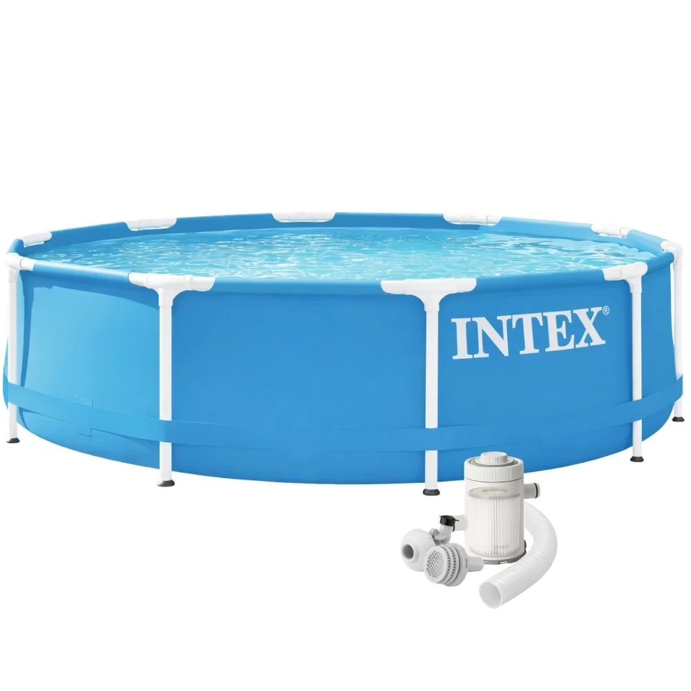 Бассейн каркасный круглый Intex Metal Frame 28202 с картриджным фильтр-насосом 305х76 см Синий (147-9-28202)
