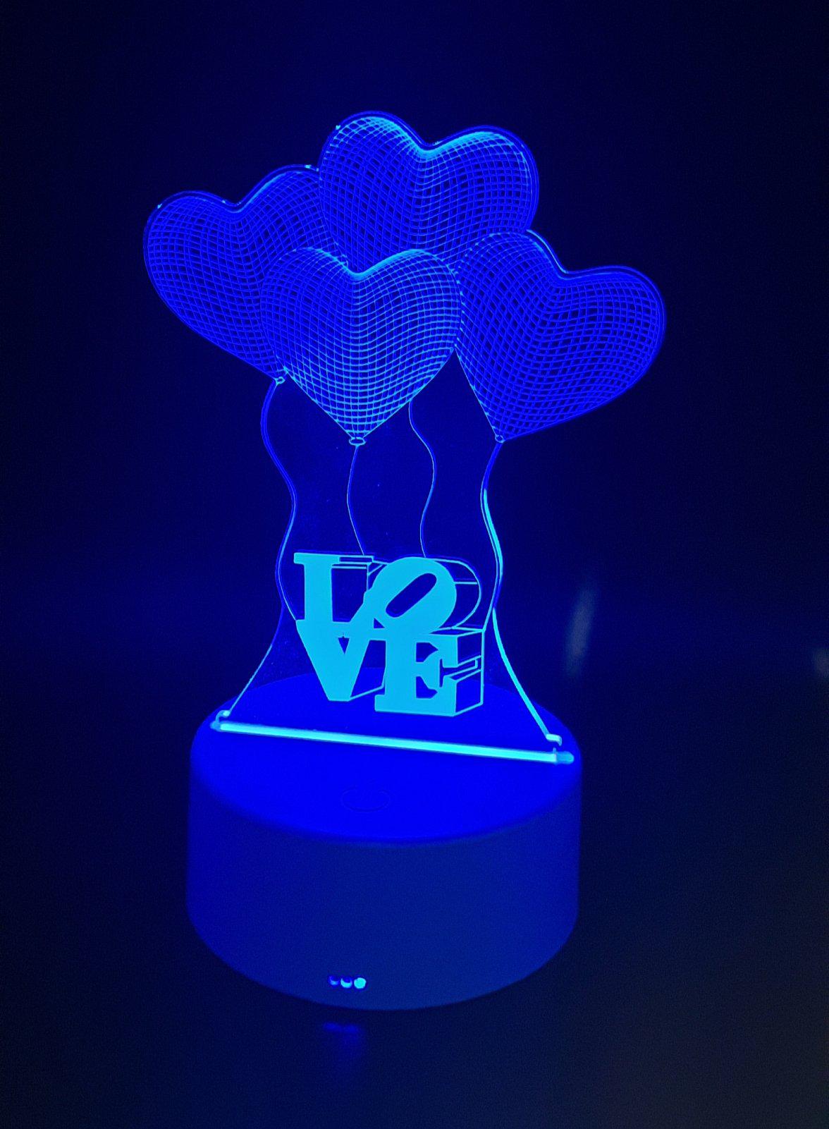 3D LED ночник светильник 7 цветов LOVE - фото 3