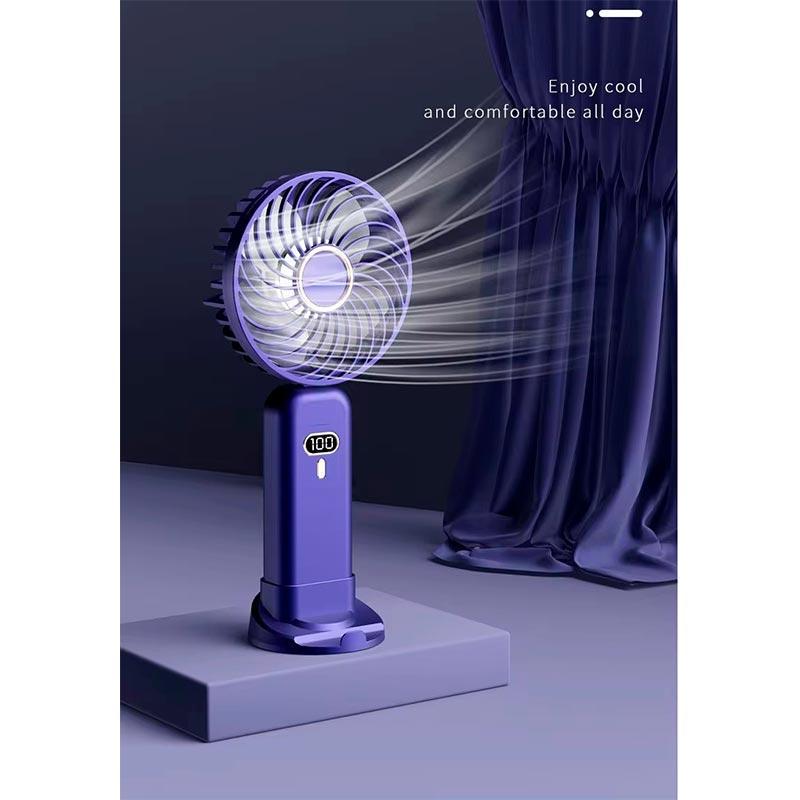 Вентилятор ручний Digital Display Folding Handheld Small Fan Mini Air Cooler 5 Level Sliding Base Lilac (ME0020290) - фото 5