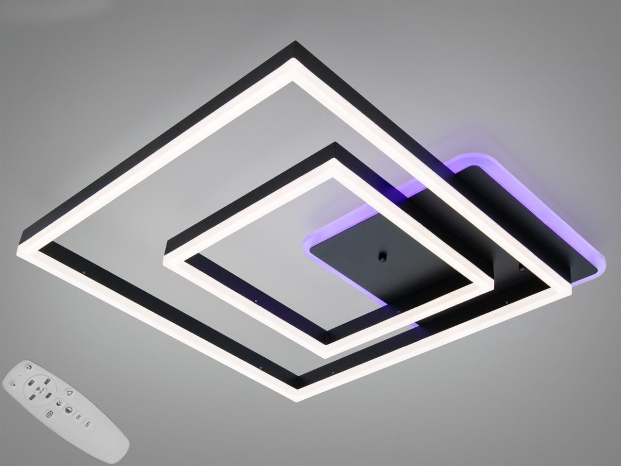Потолочная люстра LED для гостиной 2550BK LED 3color dimmer 84W с диммером и пультом Черный (2941179596)