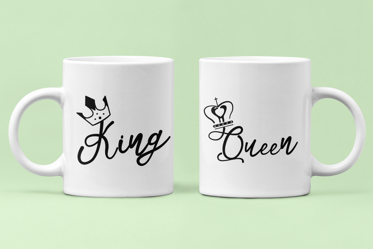 Чашки парные "King Queen" короны для влюбленных 330 мл Белый (ВЛ50Ч)