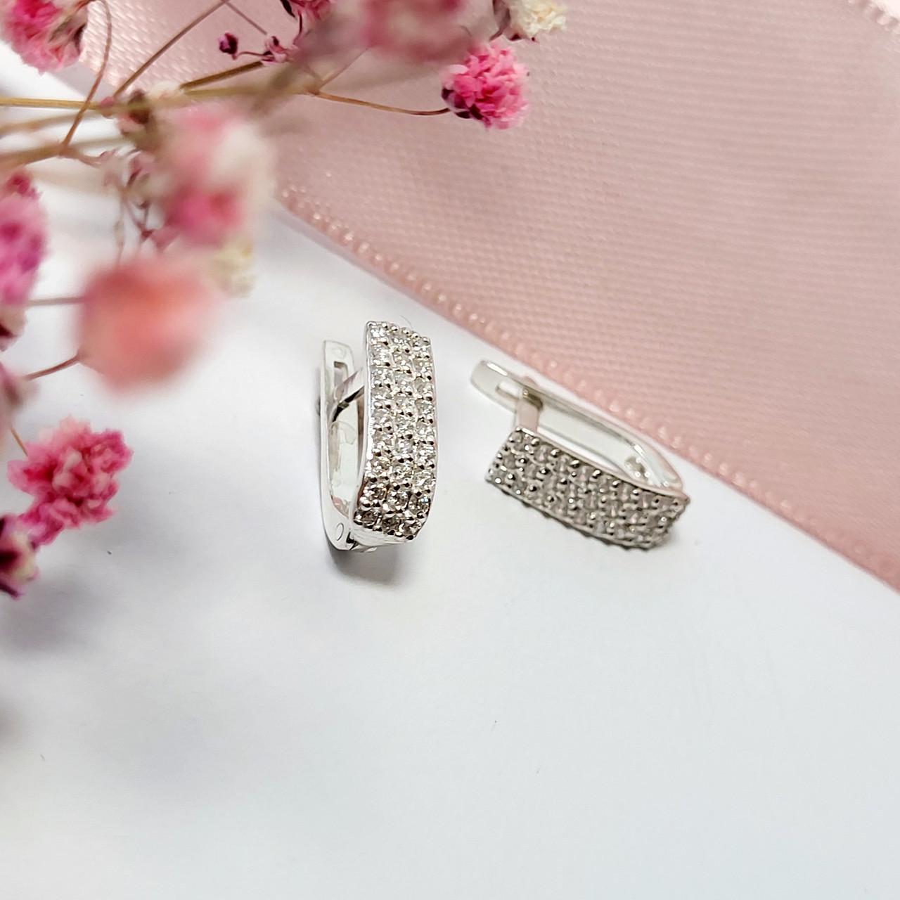Серьги с белыми камнями серебро 925 пробы 2,50 г (53036)