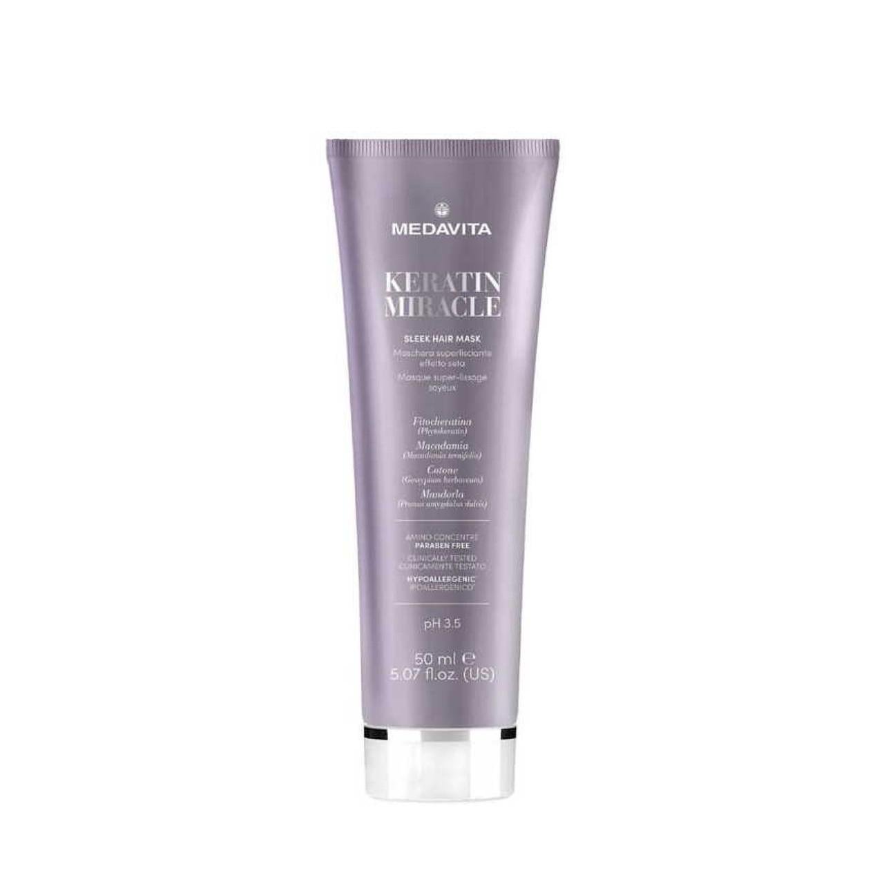 Маска з ефектом шовку ультрарозгладжуюча Medavita Keratin Miracle Sleek Hair Mask (02444)