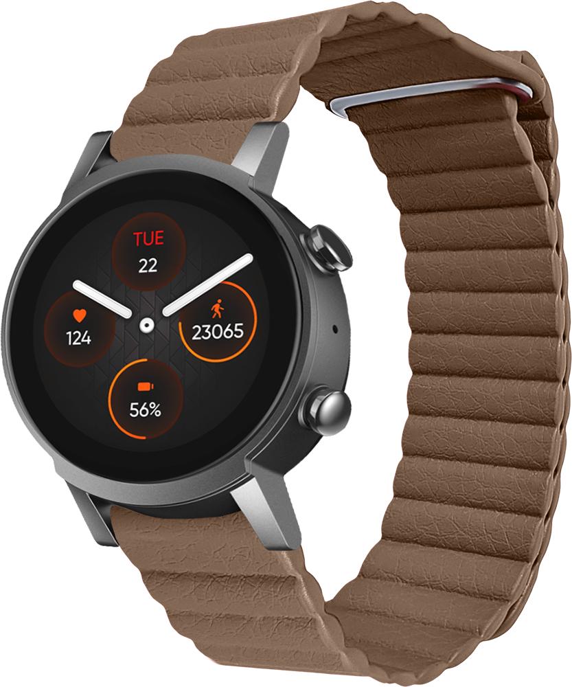 Ремешок кожаный Genis для Mobvoi TicWatch E3 Brown (26756-30)