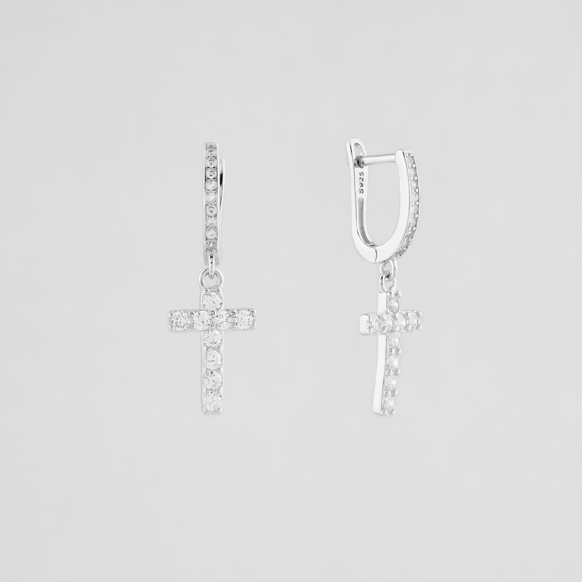 Серебряные серьги Minimal Крестики (11913)