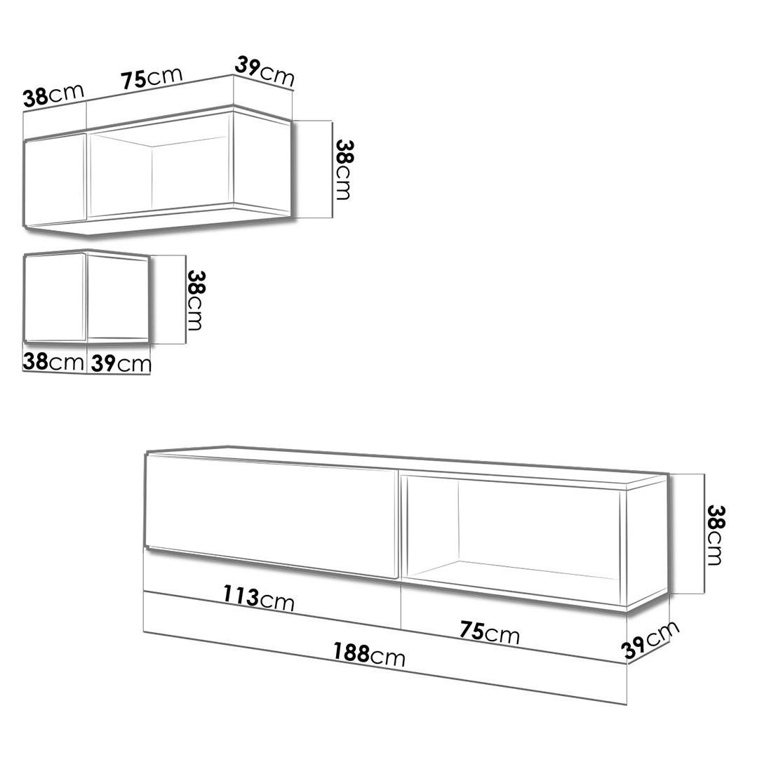 Стенка в гостиную комплект Сama Roco 5 из ламинированной ДСП Белый с черной окантовкой (22579) - фото 2