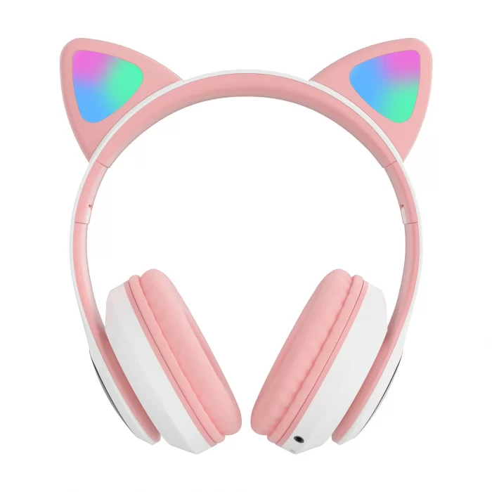 Наушники STN-28 Bluetooth с кошачьими ушками и микрофоном Розовый (14152936)