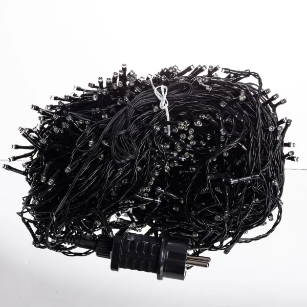 Гирлянда нить уличная 1000 LED 100 м от сети черная нить Белый - фото 5