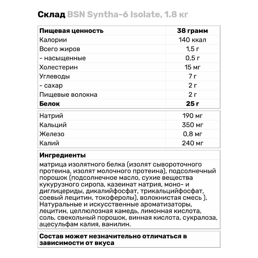 Протеин BSN Syntha-6 Isolate 1,8 кг Клубника (576V205) - фото 3