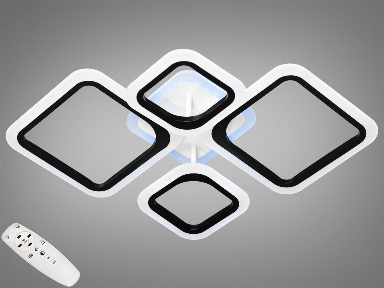 Люстра стельова LED A8060/2+2BK 3col dim EcoLed з димером та кольоровим підсвічуванням 80W