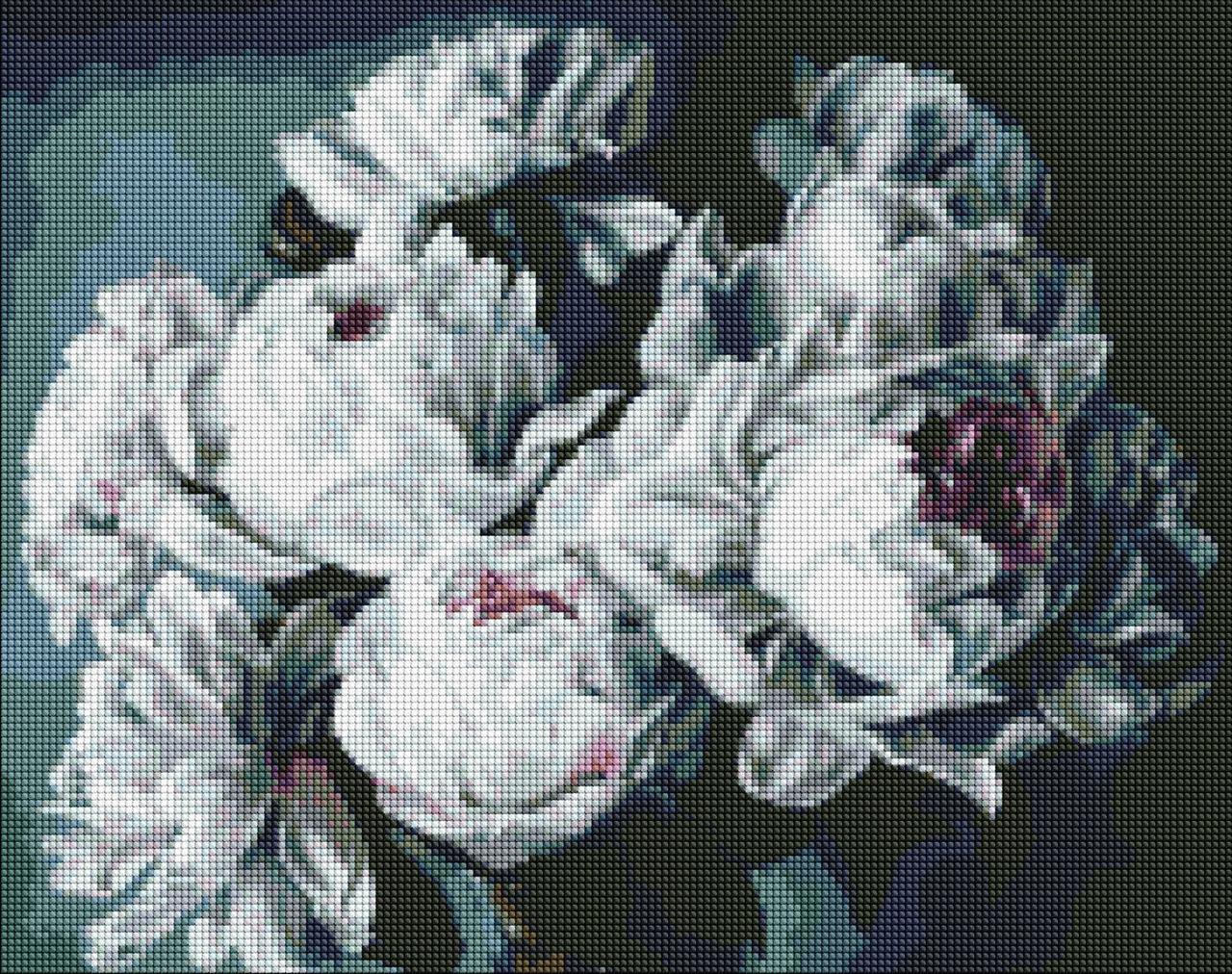 Набор алмазной мозаики Белоснежные пионы 40x50 см (AMO7117)