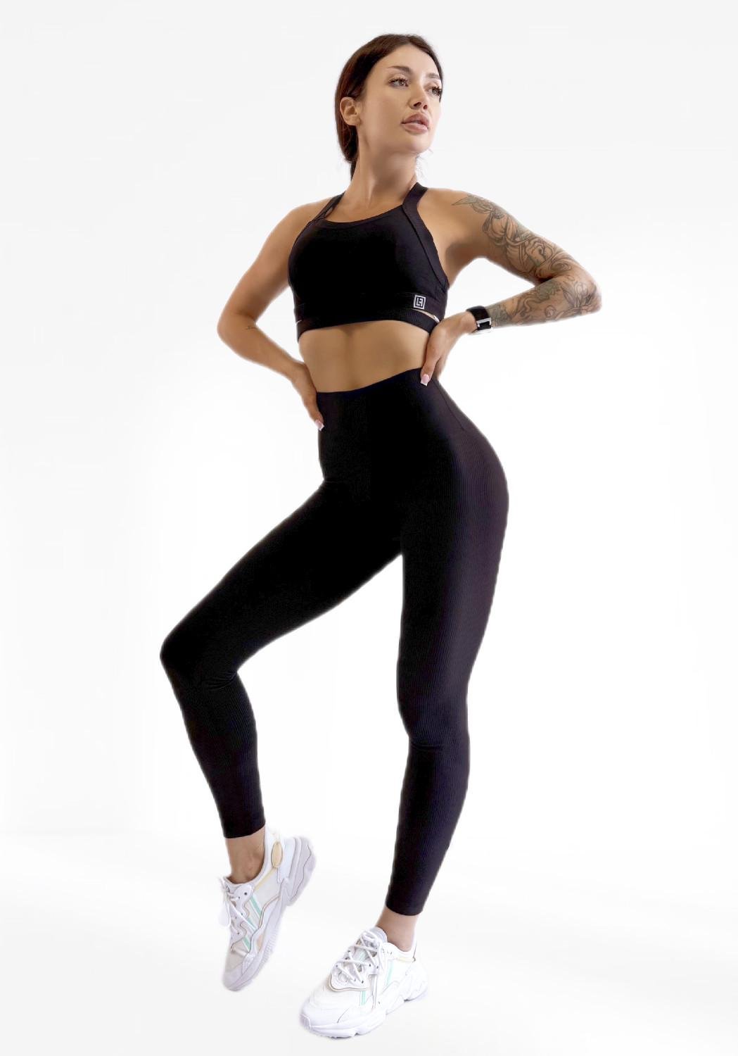 Костюм для фитнеса женский LILAFIT лосины/топ М Черный (LFS000146)