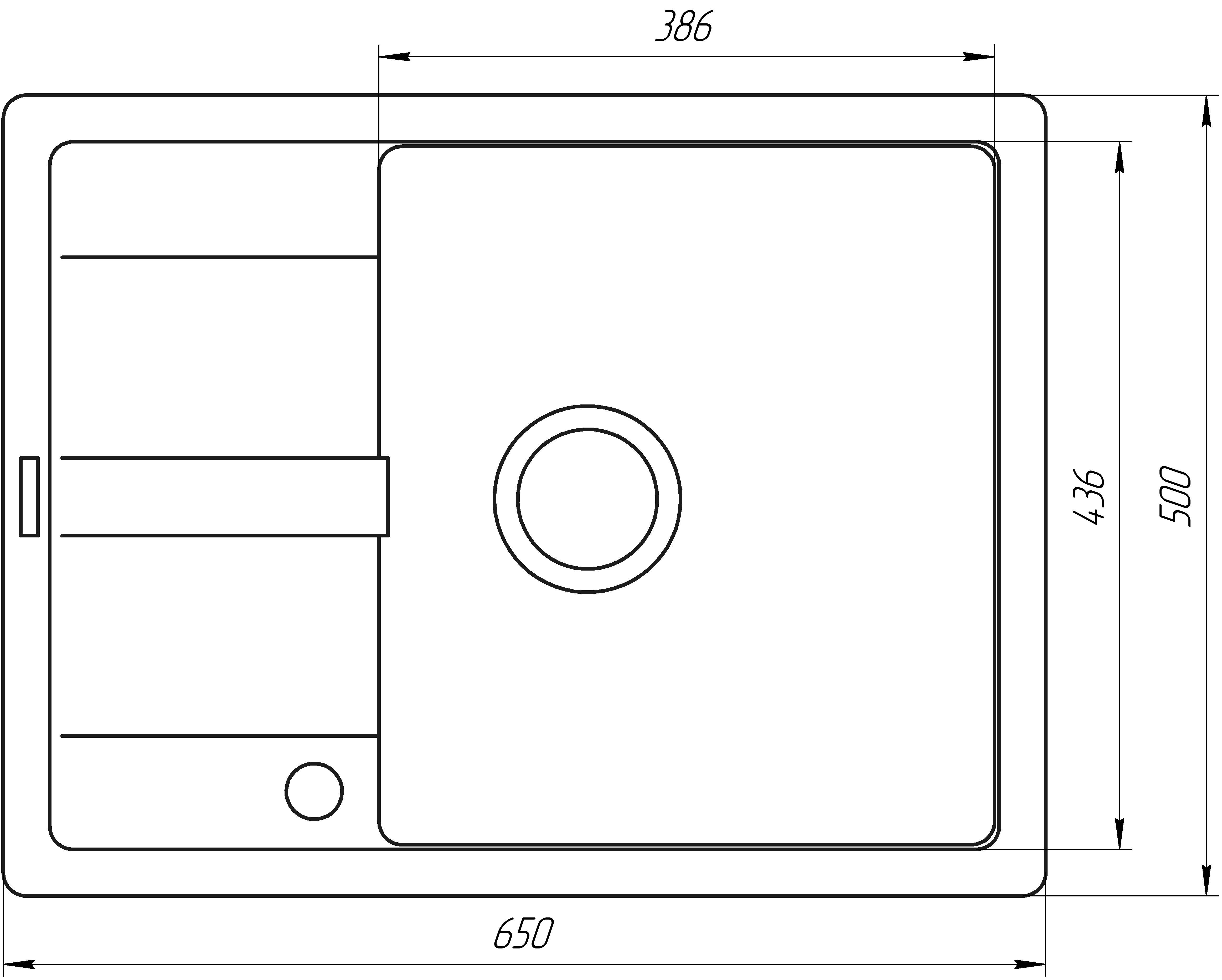 Мойка гранитная Globus Lux ONE 650х500 мм Мокко (000023498) - фото 7