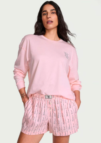 Женская пижама Victoria's Secret кофта/шорты котон S Розовый (и46-ро)