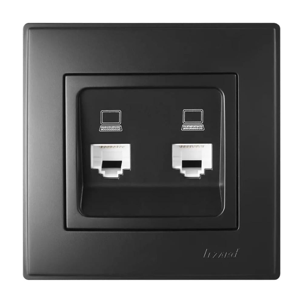 Розетка Lezard Lesya 2-я компьютерная Антрацитовый