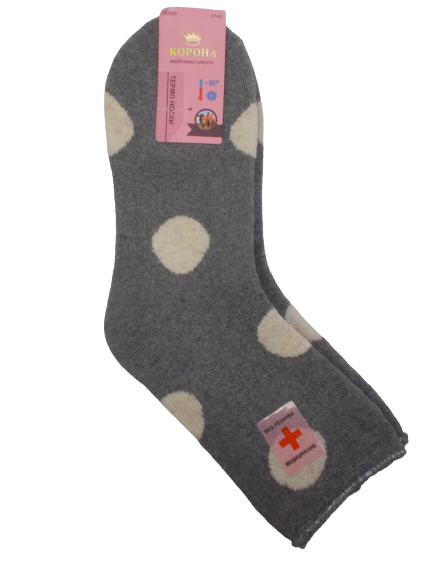 Носки термо женские Корона 2655 без резинки верблюжья шерсть с махрой р. 37-42 Светло-серый (1483402615)