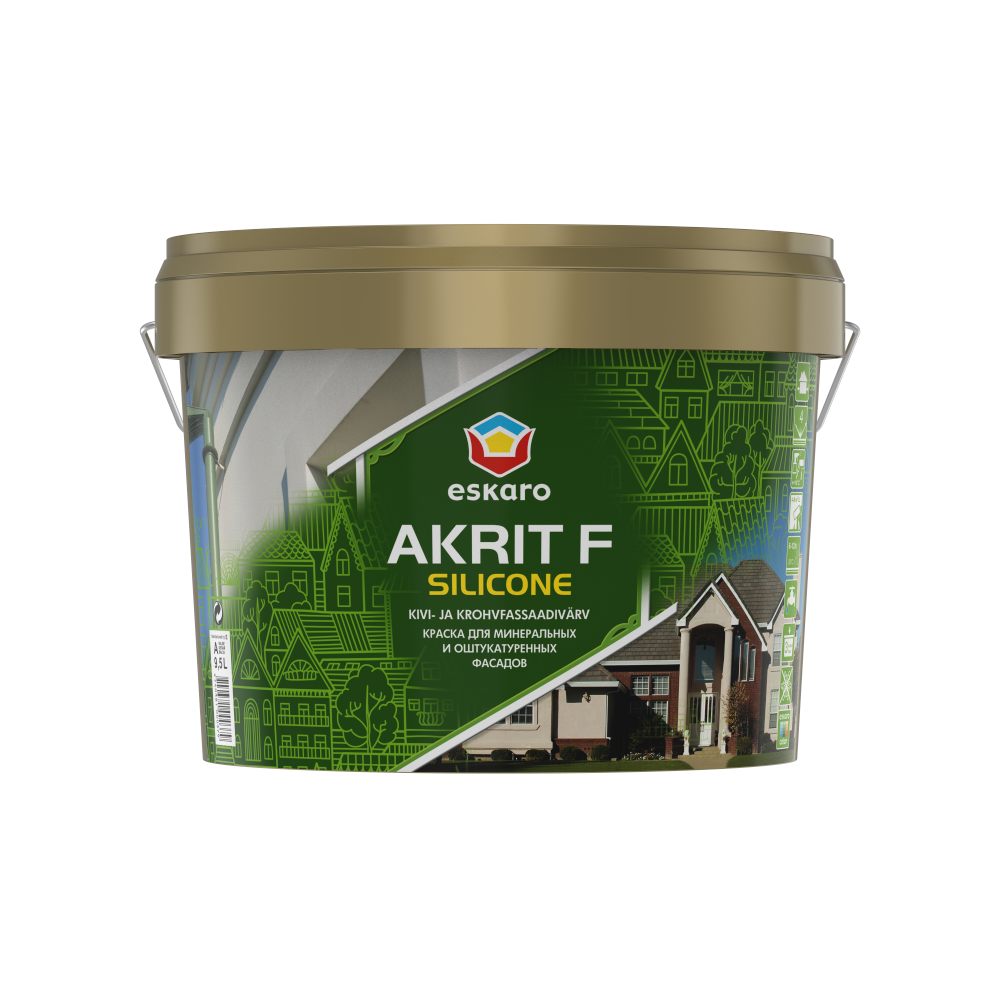 Краска фасадная акрилово-силиконовая Eskaro Akrit F Silicone для наружных работ база А 9 л Белый (1809241285)